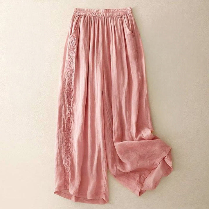 Damenhose mit weitem Bein, Länge 7-8, Taschen und Buddha Stones -Seitenstickerei - Rosa - US12, UK/AU16, EU44 (3XL) - image 15