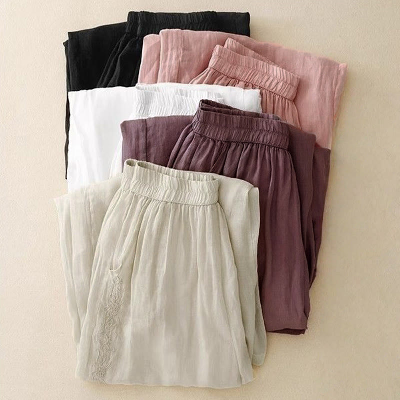 Damenhose mit weitem Bein, Länge 7-8, Taschen und Buddha Stones -Seitenstickerei - image 17