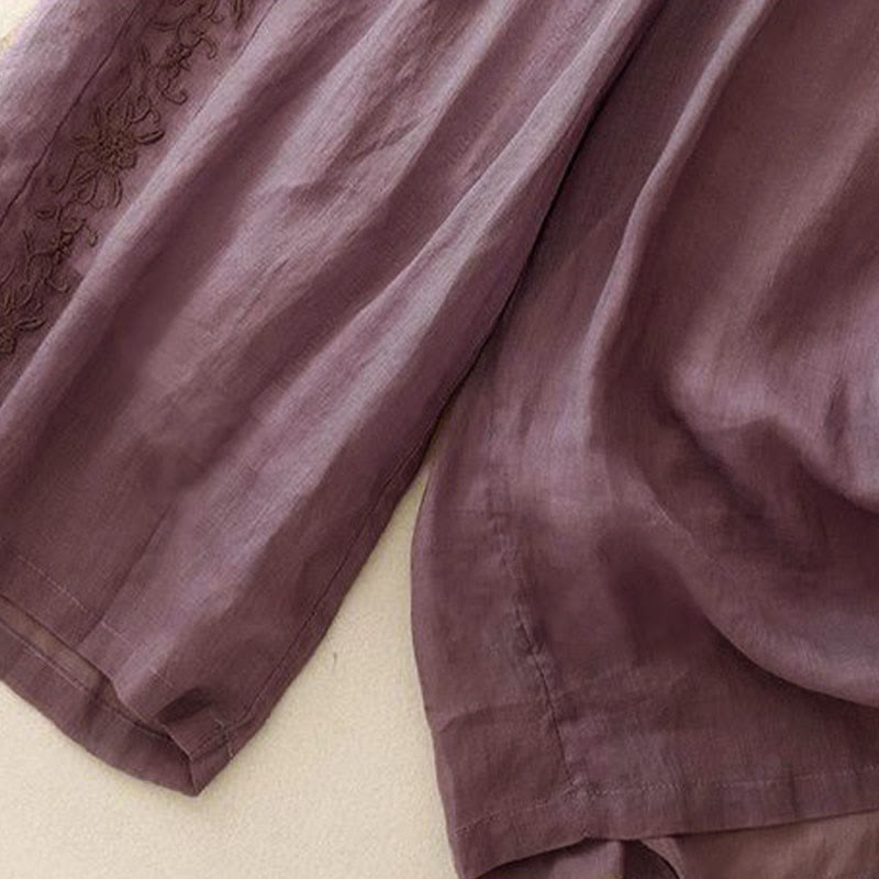Damenhose mit weitem Bein, Länge 7-8, Taschen und Buddha Stones -Seitenstickerei - image 4