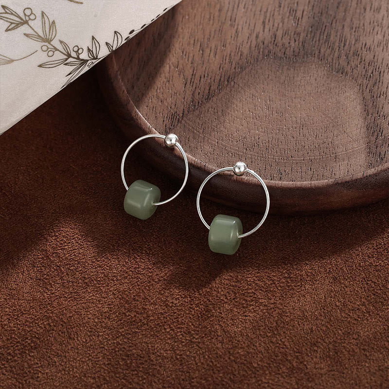 Buddha Stones Ohrringe aus 925er Sterlingsilber und Hetian-Jade – Symbol des Wohlstands - image 3