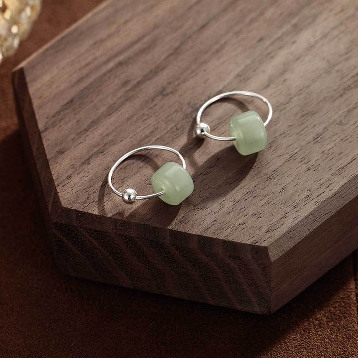Buddha Stones Ohrringe aus 925er Sterlingsilber und Hetian-Jade – Symbol des Wohlstands - image 1