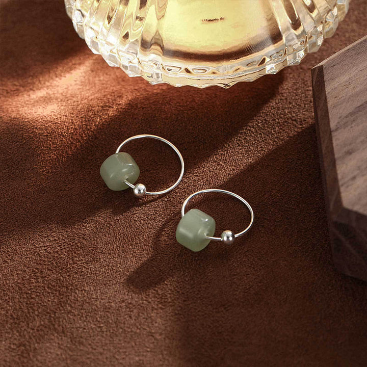 Buddha Stones Ohrringe aus 925er Sterlingsilber und Hetian-Jade – Symbol des Wohlstands - image 2