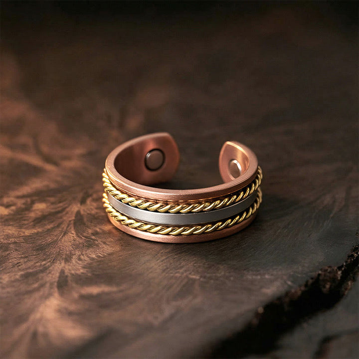 Buddha Stones Retro-Armreif mit gedrehtem Design aus Kupfer, offener Armreif, Glückssymbol - Ring (Größe: Verstellbar) - image 10