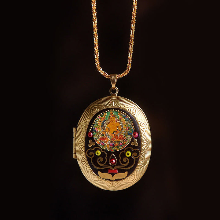 Buddha Stones Kupfer Kwan Yin Avalokitesvara Zakiram Reichtum Anhänger Halskette - Kette des Gottes des Reichtums (Halskettenlänge: 60 cm) - image 23