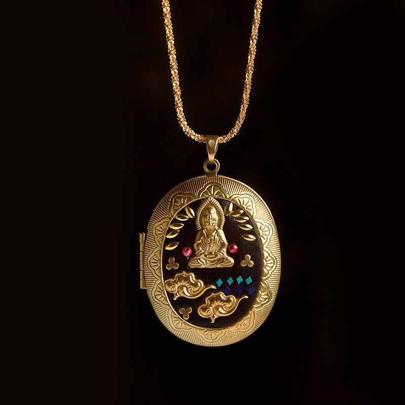 Buddha Stones Kupfer Kwan Yin Avalokitesvara Zakiram Reichtum Anhänger Halskette - Avalokitesvara-Kette (Halskettenlänge: 60 cm) - image 25