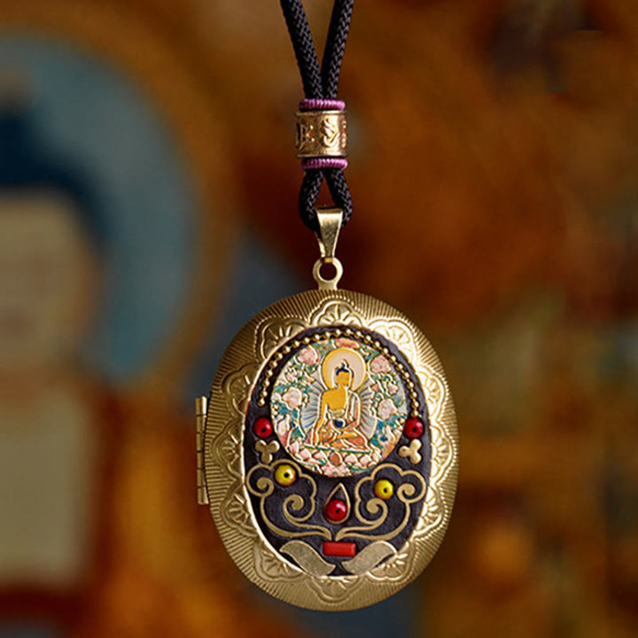 Buddha Stones Kupfer Kwan Yin Avalokitesvara Zakiram Reichtum Anhänger Halskette - image 2