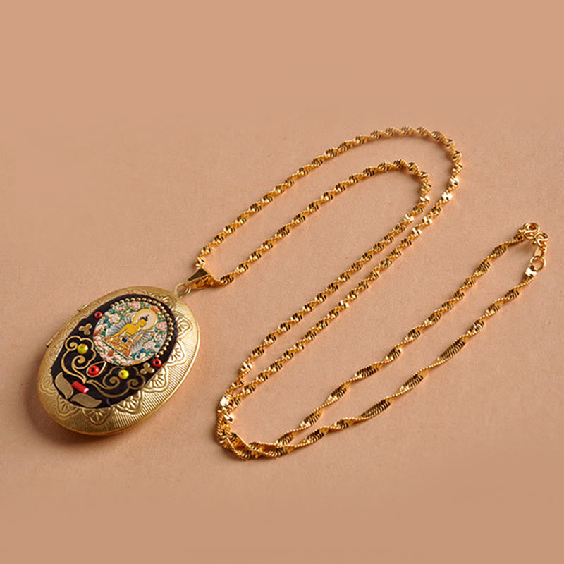 Buddha Stones Kupfer Kwan Yin Avalokitesvara Zakiram Reichtum Anhänger Halskette - image 10
