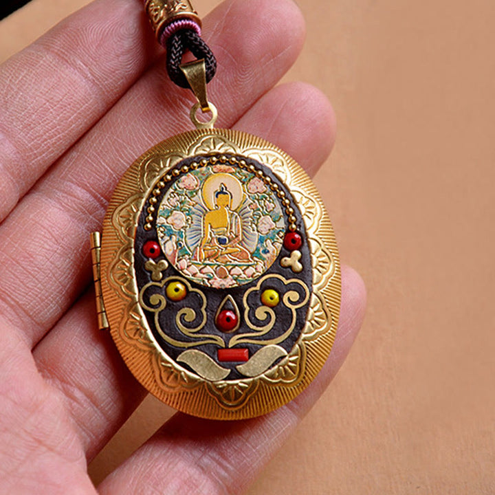 Buddha Stones Kupfer Kwan Yin Avalokitesvara Zakiram Reichtum Anhänger Halskette - image 3