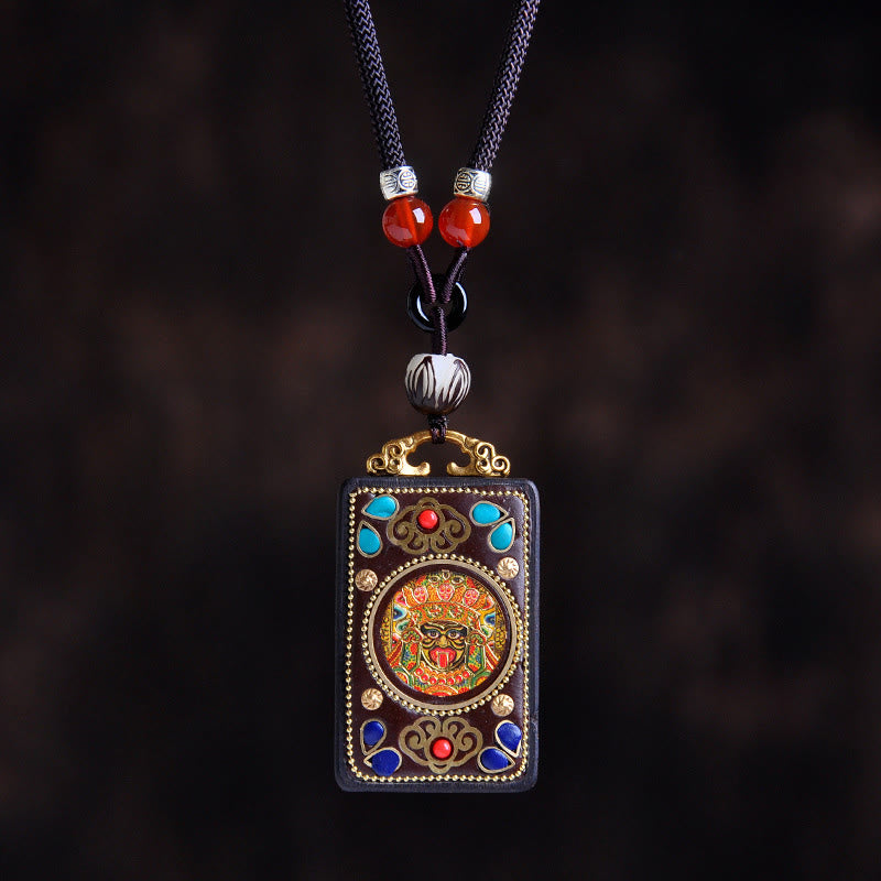 Buddha Stones Thangka Yin Yang Kupfermünzen Ebenholz Zakiram Waage Anhänger Halskette - Ebenholz Zakiram - image 0