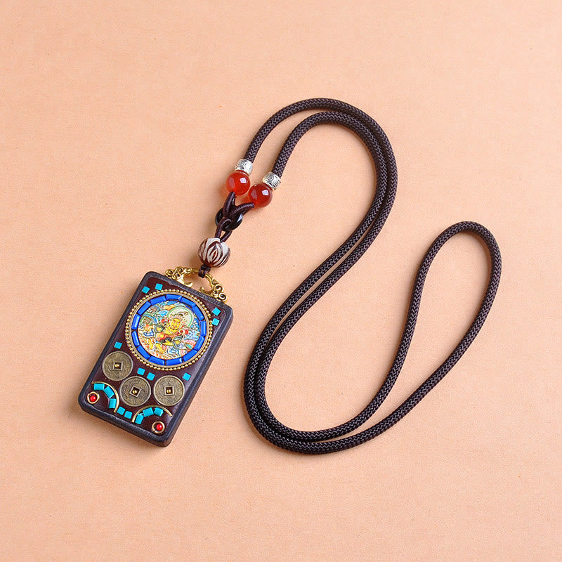 Buddha Stones Thangka Yin Yang Kupfermünzen Ebenholz Zakiram Waage Anhänger Halskette - image 16