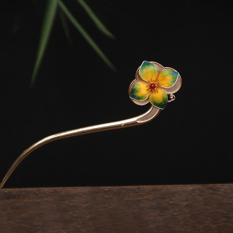 Buddha Stones Haarnadel mit roter Achat-Türkis-Perle, Samtblume und Quaste für ruhige Zuversicht - Samtblume - image 3