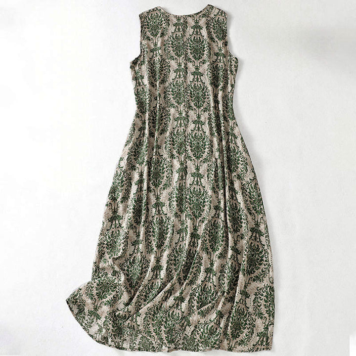 Buddha Stones Commute Sommerkleid mit schlichtem Design, Rundhalsausschnitt, ärmellos und mit Taschen - image 2
