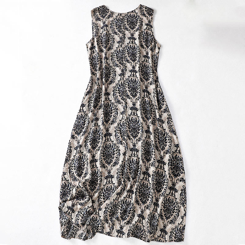 Buddha Stones Commute Sommerkleid mit schlichtem Design, Rundhalsausschnitt, ärmellos und mit Taschen - image 11
