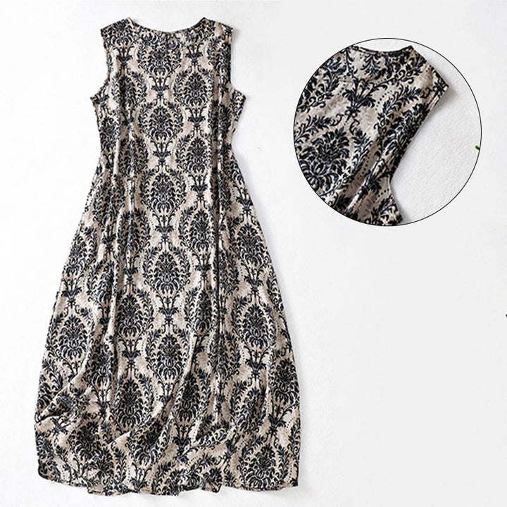 Buddha Stones Commute Sommerkleid mit schlichtem Design, Rundhalsausschnitt, ärmellos und mit Taschen - image 12