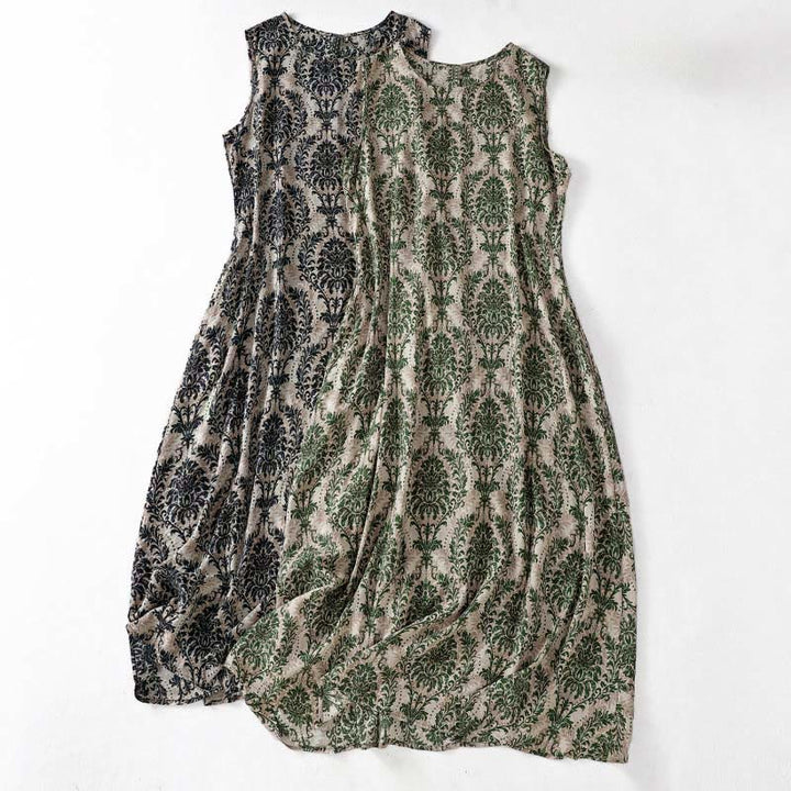 Buddha Stones Commute Sommerkleid mit schlichtem Design, Rundhalsausschnitt, ärmellos und mit Taschen - image 0