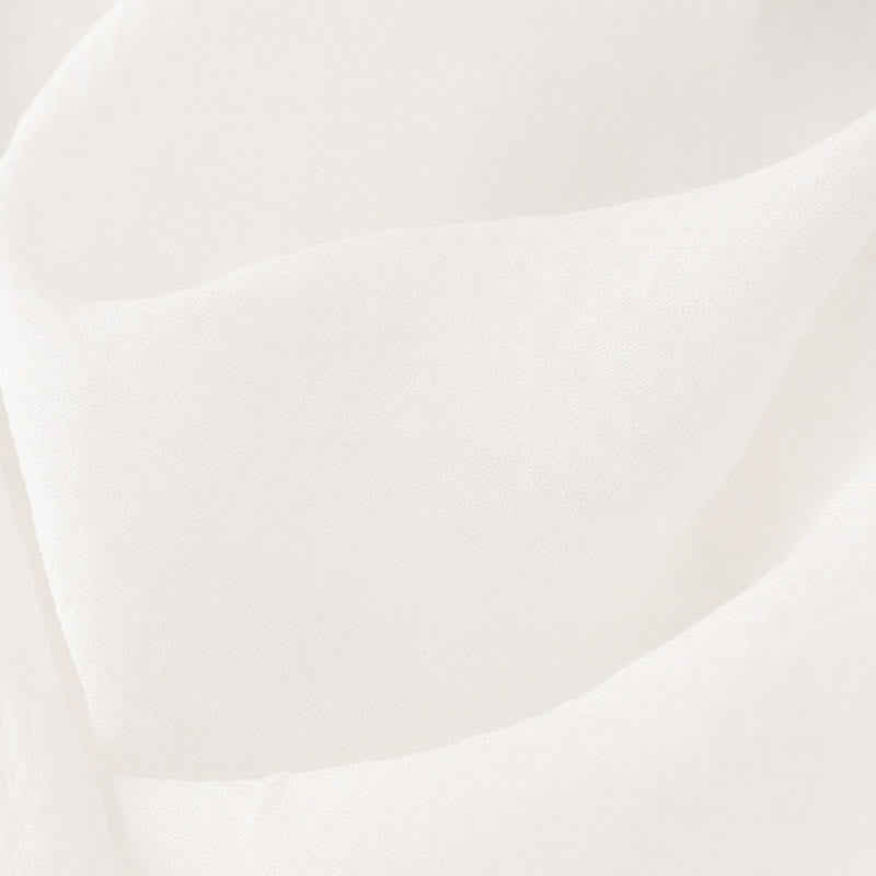 Buddha Stones Commute einfarbiges besticktes doppellagiges Baumwoll-Midikleid mit Rundhalsausschnitt und langen Ärmeln - image 8