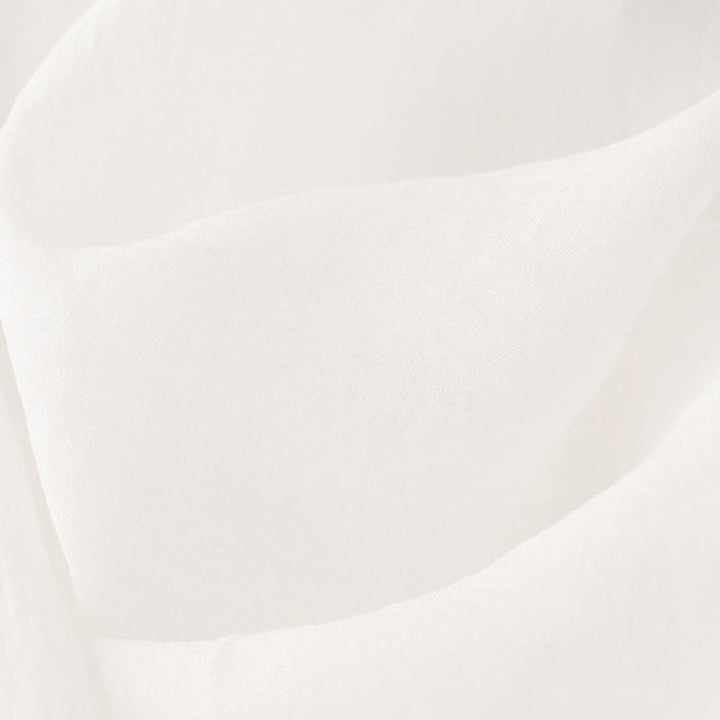 Buddha Stones Commute einfarbiges besticktes doppellagiges Baumwoll-Midikleid mit Rundhalsausschnitt und langen Ärmeln - image 8