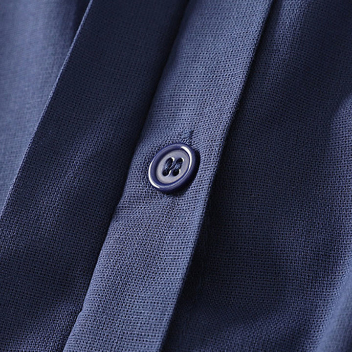 Buddha Stones Sommerliches, schlichtes Damen-Baumwollhemd mit Stehkragen, kurzen Ärmeln und Knopfleiste, mit Tasche und Tasche. - image 2