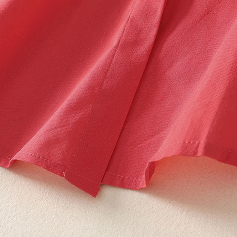 Buddha Stones Sommerliches, schlichtes Damen-Baumwollhemd mit Stehkragen, kurzen Ärmeln und Knopfleiste, mit Tasche und Tasche. - image 14