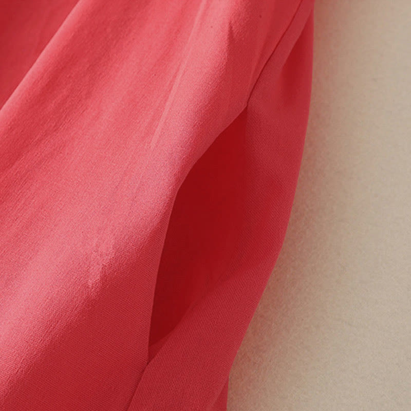 Buddha Stones Sommerliches, schlichtes Damen-Baumwollhemd mit Stehkragen, kurzen Ärmeln und Knopfleiste, mit Tasche und Tasche. - image 11