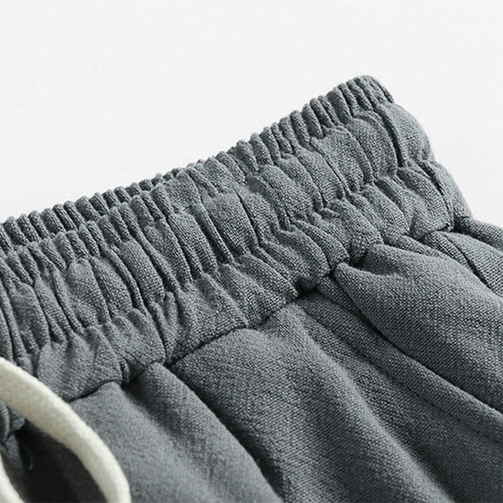 Buddha Stones Sommerliche Herrenhose aus Baumwoll-Leinen-Mischgewebe mit Kordelzug, elastischem Bund, Froschknopfverschluss und Knöchellänge, mit Taschen - image 4
