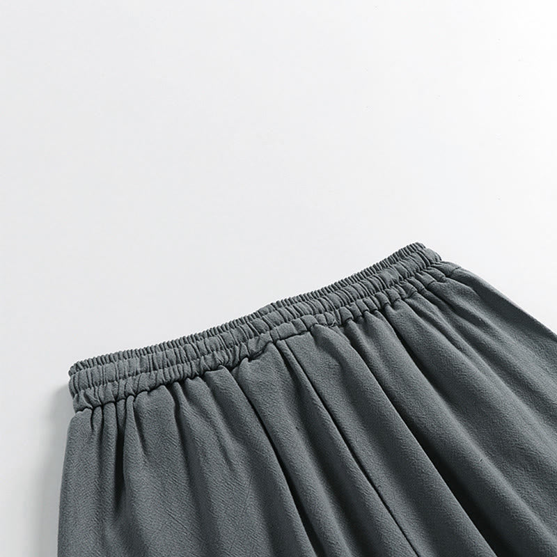 Buddha Stones Sommerliche Herrenhose aus Baumwoll-Leinen-Mischgewebe mit Kordelzug, elastischem Bund, Froschknopfverschluss und Knöchellänge, mit Taschen - image 6