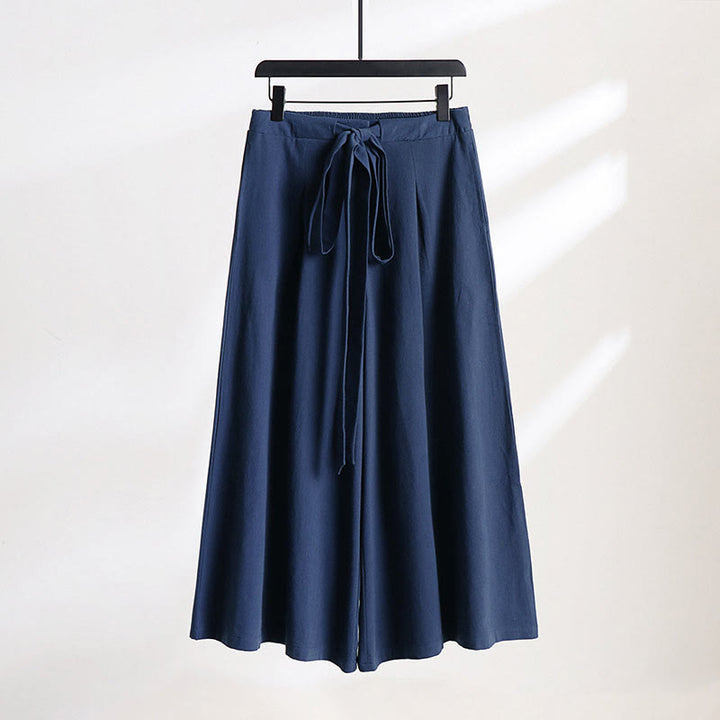 Buddha Stones Schlichte Herrenhose mit Schnürung und Kordelzug, knöchellang, aus Baumwoll-Leinen-Mischgewebe, weitem Bein und Taschen - SteelBlue - US/ UK/AU54, EU64 (9XL) - image 10