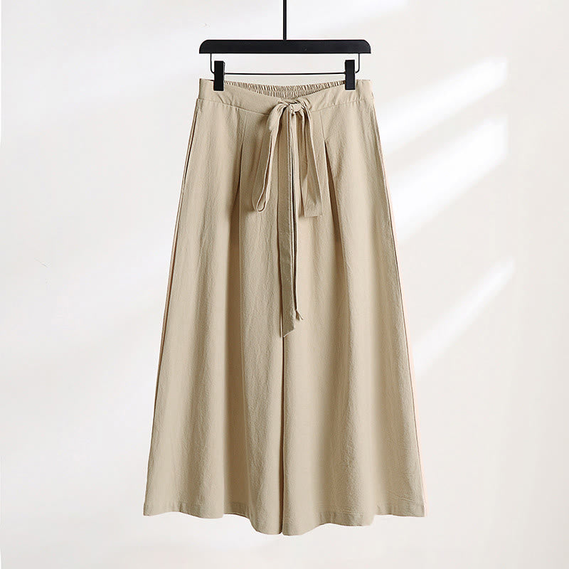 Buddha Stones Schlichte Herrenhose mit Schnürung und Kordelzug, knöchellang, aus Baumwoll-Leinen-Mischgewebe, weitem Bein und Taschen - Biskuit - US/ UK/AU54, EU64 (9XL) - image 0