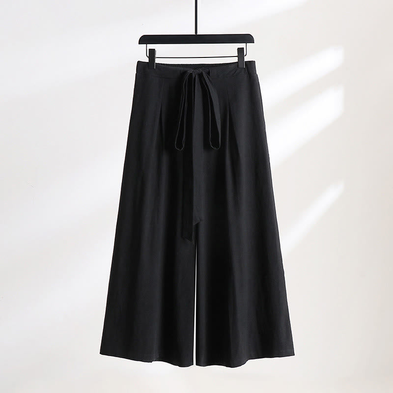 Buddha Stones Schlichte Herrenhose mit Schnürung und Kordelzug, knöchellang, aus Baumwoll-Leinen-Mischgewebe, weitem Bein und Taschen - Schwarz - US/ UK/AU54, EU64 (9XL) - image 9