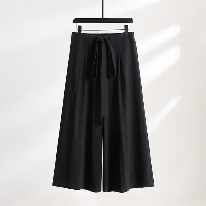Buddha Stones Schlichte Herrenhose mit Schnürung und Kordelzug, knöchellang, aus Baumwoll-Leinen-Mischgewebe, weitem Bein und Taschen - Schwarz - US/ UK/AU54, EU64 (9XL) - image 9