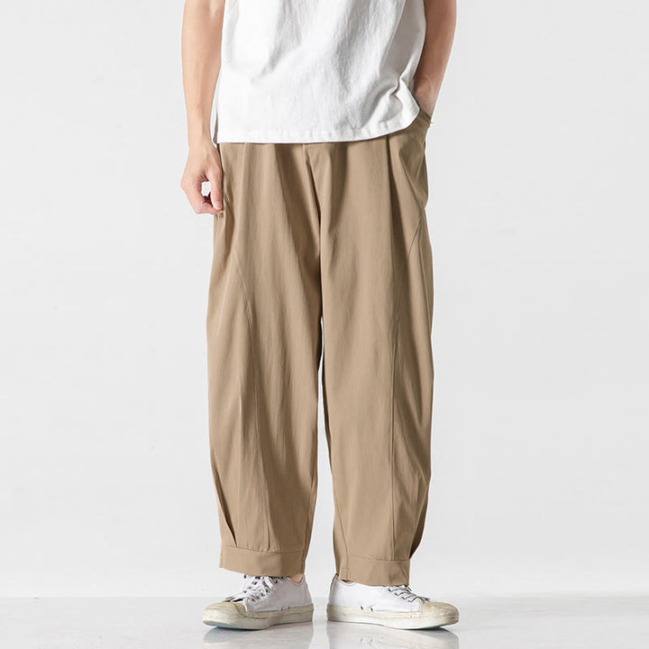 Buddha Stones Sommerliche, einfarbige Herren-Cargohose in Knöchellänge mit Kordelzug und Taschen - Weizen - US/UK/AU46, EU56 (5XL) - image 0
