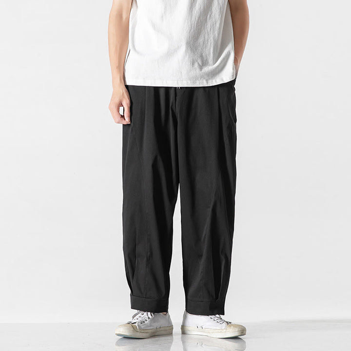 Buddha Stones Sommerliche, einfarbige Herren-Cargohose in Knöchellänge mit Kordelzug und Taschen - Schwarz - US/UK/AU46, EU56 (5XL) - image 16