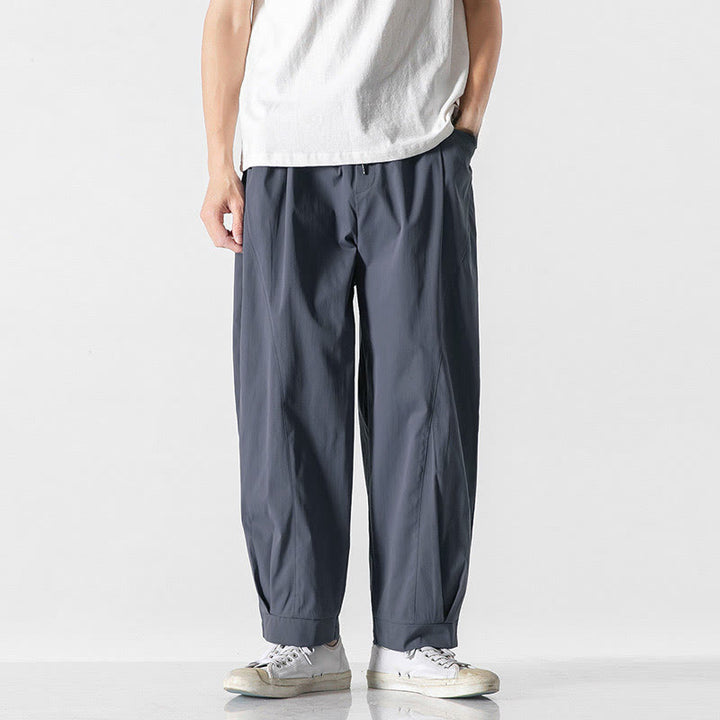 Buddha Stones Sommerliche, einfarbige Herren-Cargohose in Knöchellänge mit Kordelzug und Taschen - Schiefergrau - US/UK/AU46, EU56 (5XL) - image 8