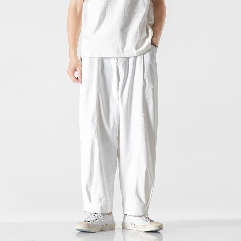 Buddha Stones Sommerliche, einfarbige Herren-Cargohose in Knöchellänge mit Kordelzug und Taschen - Weiß - US/UK/AU46, EU56 (5XL) - image 24