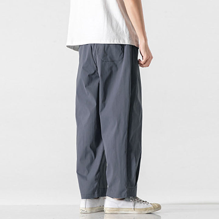 Buddha Stones Sommerliche, einfarbige Herren-Cargohose in Knöchellänge mit Kordelzug und Taschen - image 11