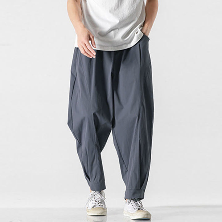 Buddha Stones Sommerliche, einfarbige Herren-Cargohose in Knöchellänge mit Kordelzug und Taschen - image 13