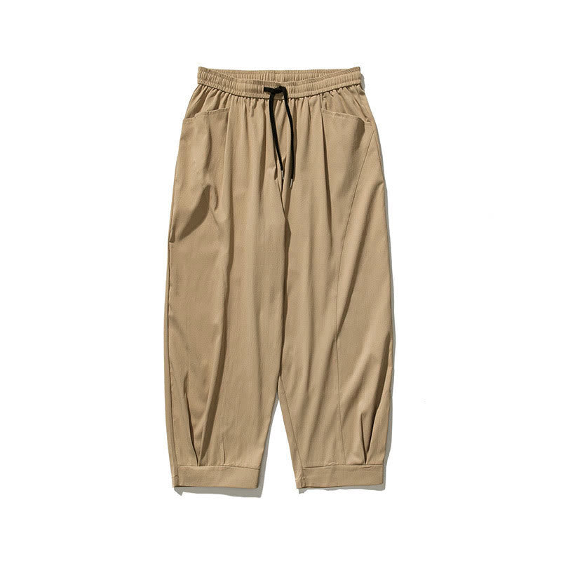 Buddha Stones Sommerliche, einfarbige Herren-Cargohose in Knöchellänge mit Kordelzug und Taschen - image 7
