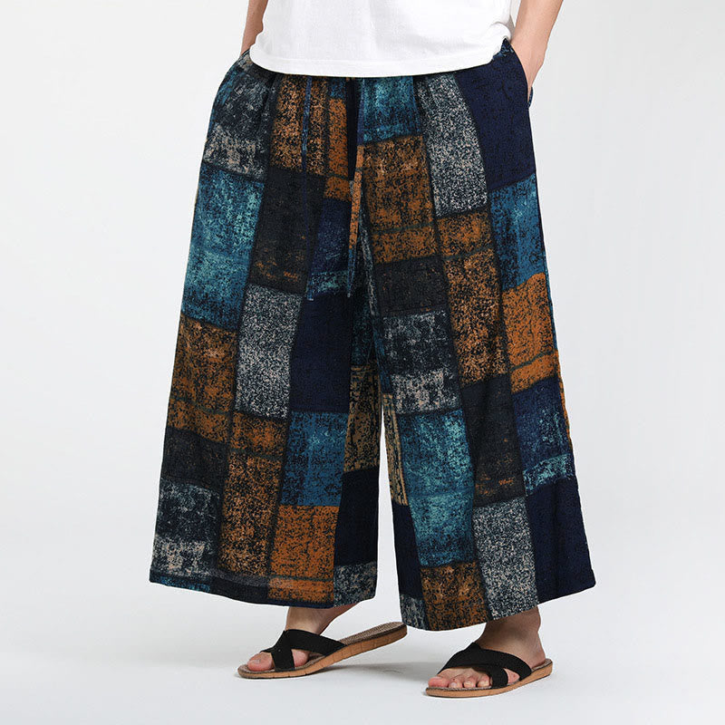 Buddha Stones Sommerliche Patchwork-Herrenhose mit weitem Bein und Taschen, Länge 7-8. - Kornblumenblau - US/ UK/AU46, EU56 (5XL) - image 8