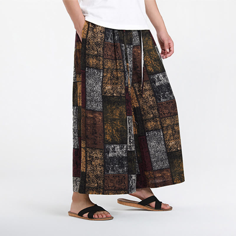 Buddha Stones Sommerliche Patchwork-Herrenhose mit weitem Bein und Taschen, Länge 7-8. - image 5