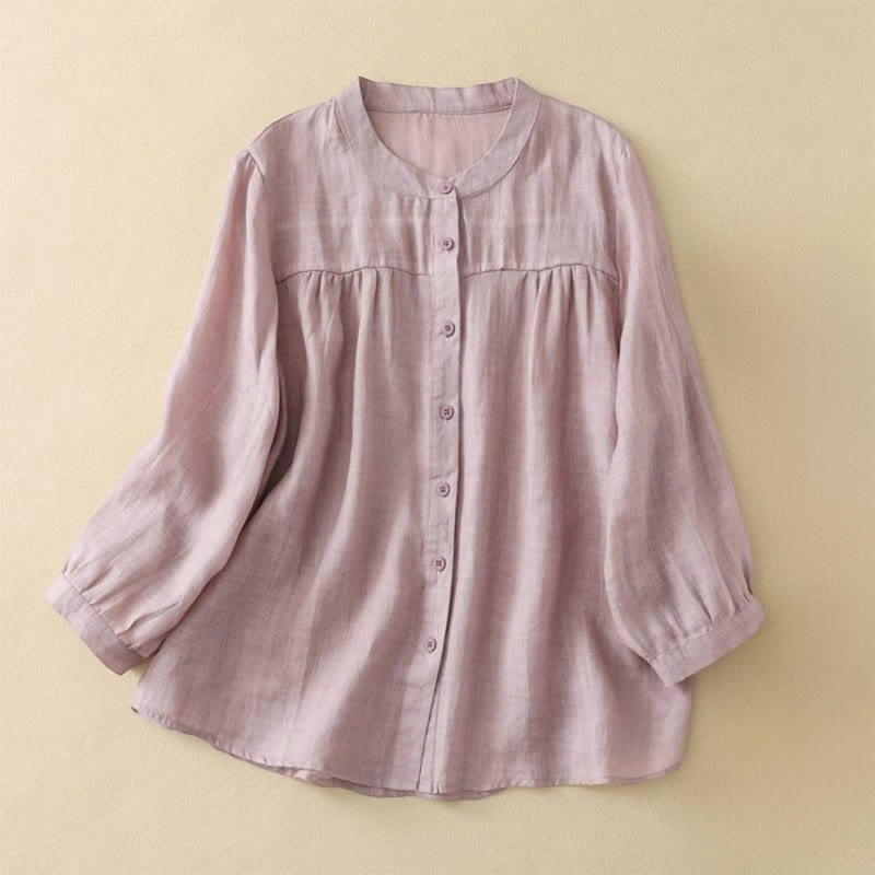 Buddha Stones Schlichtes Damen-T-Shirt mit Rundhalsausschnitt, Knopfleiste und Dreiviertelärmeln - MistyRose - US14, UK/AU18, EU46 (3XL) - image 10