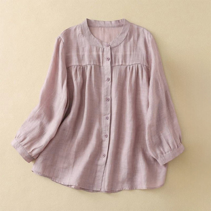 Buddha Stones Schlichtes Damen-T-Shirt mit Rundhalsausschnitt, Knopfleiste und Dreiviertelärmeln - MistyRose - US14, UK/AU18, EU46 (3XL) - image 10