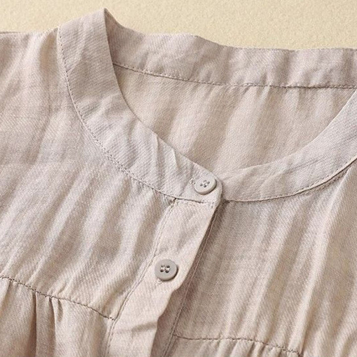 Buddha Stones Schlichtes Damen-T-Shirt mit Rundhalsausschnitt, Knopfleiste und Dreiviertelärmeln - image 16