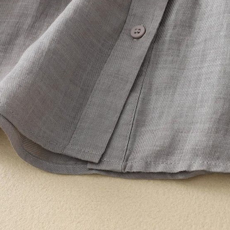 Buddha Stones Schlichtes Damen-T-Shirt mit Rundhalsausschnitt, Knopfleiste und Dreiviertelärmeln - image 3