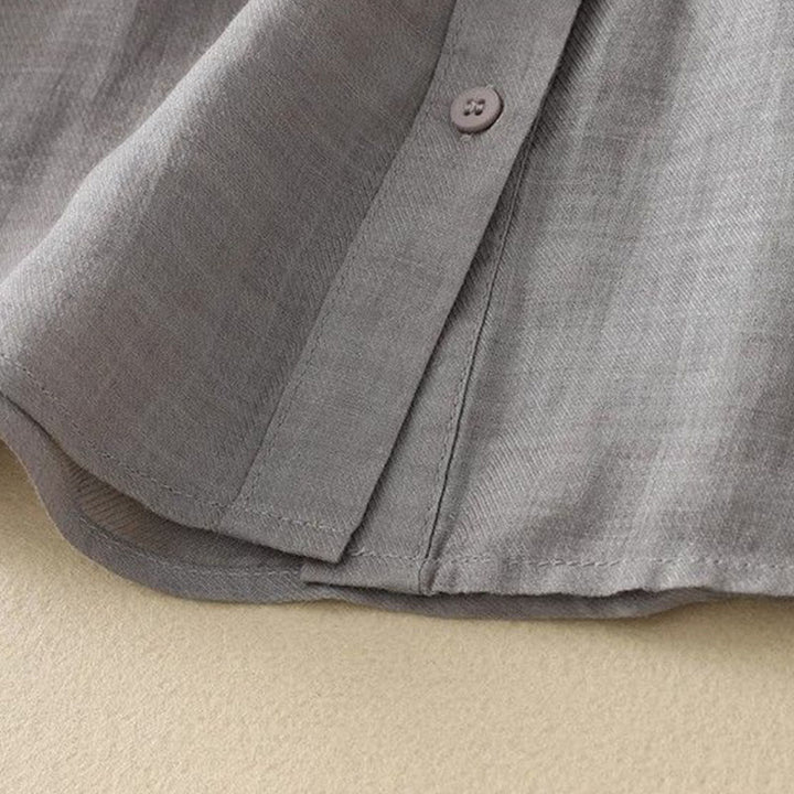 Buddha Stones Schlichtes Damen-T-Shirt mit Rundhalsausschnitt, Knopfleiste und Dreiviertelärmeln - image 3