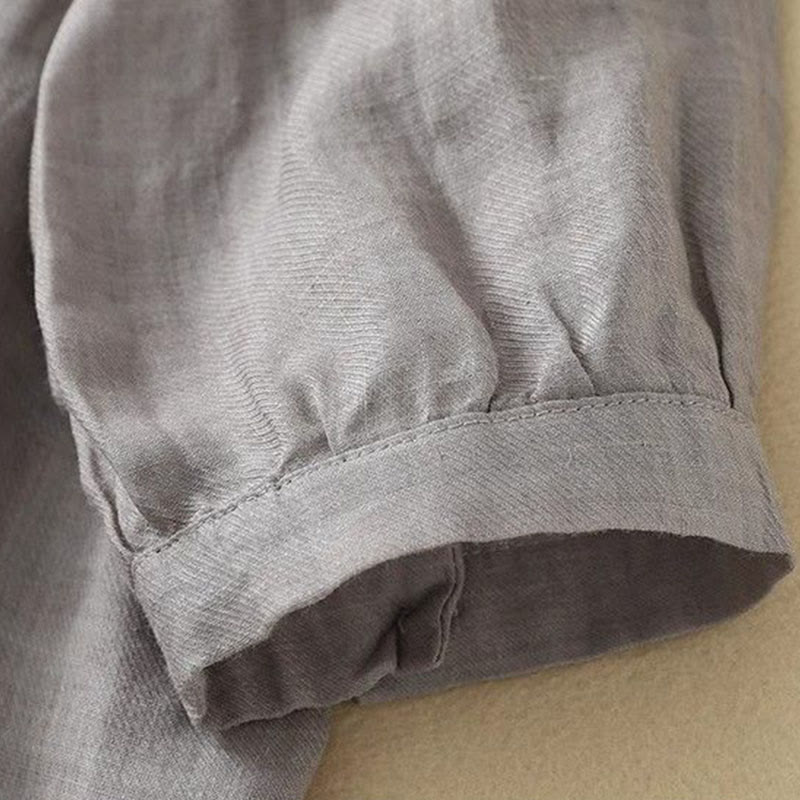 Buddha Stones Schlichtes Damen-T-Shirt mit Rundhalsausschnitt, Knopfleiste und Dreiviertelärmeln - image 4