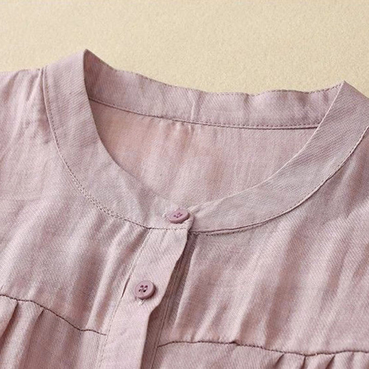 Buddha Stones Schlichtes Damen-T-Shirt mit Rundhalsausschnitt, Knopfleiste und Dreiviertelärmeln - image 11