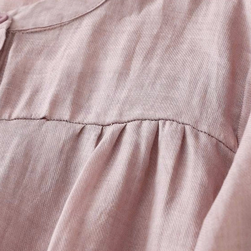 Buddha Stones Schlichtes Damen-T-Shirt mit Rundhalsausschnitt, Knopfleiste und Dreiviertelärmeln - image 12