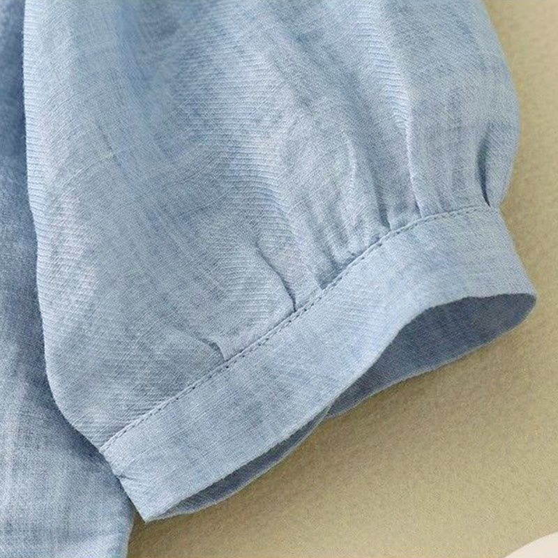 Buddha Stones Schlichtes Damen-T-Shirt mit Rundhalsausschnitt, Knopfleiste und Dreiviertelärmeln - image 9