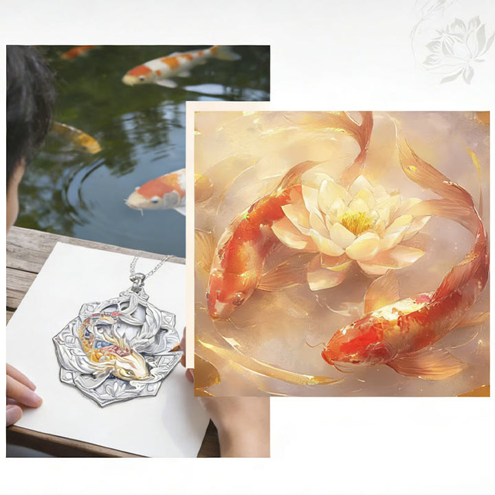 Buddha Stones Halskettenanhänger aus 999er Sterlingsilber mit farbenfrohem Koi-Fischmotiv – ein Glücksbringer - image 16