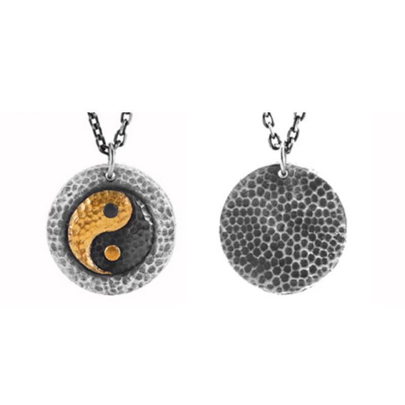 Buddha Stones Halskette mit Anhänger aus 999er Sterlingsilber, 999er Gold und Titanstahl mit Yin-Yang-Symbol. - image 10